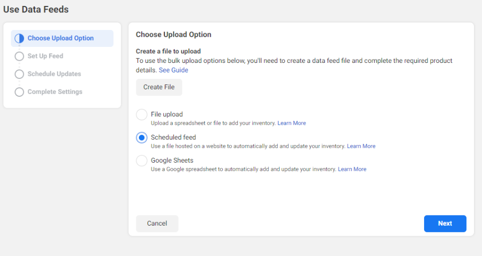 choose upload option